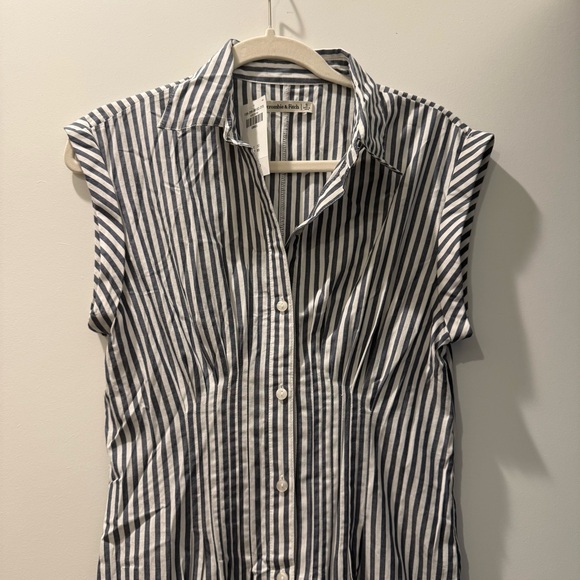 NWT Abercrombie Striped Midi Shirt Dress - Picture 3 of 5
